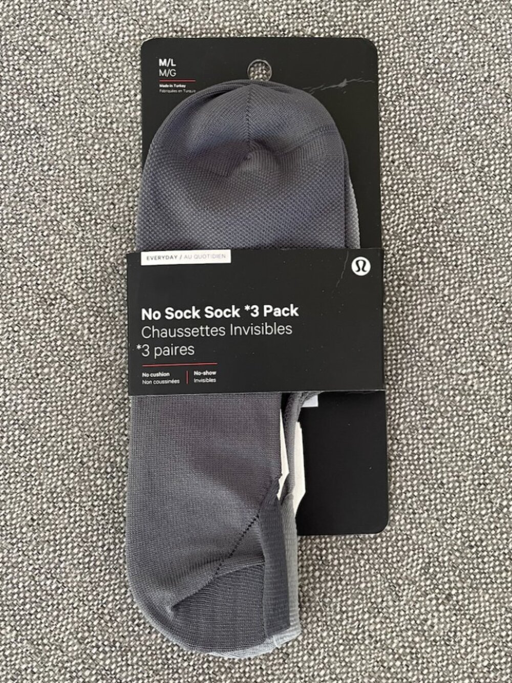 Lululemon Men's No-Show Socks M/L (2 Pairs of 3-Pack) NEW on Card
